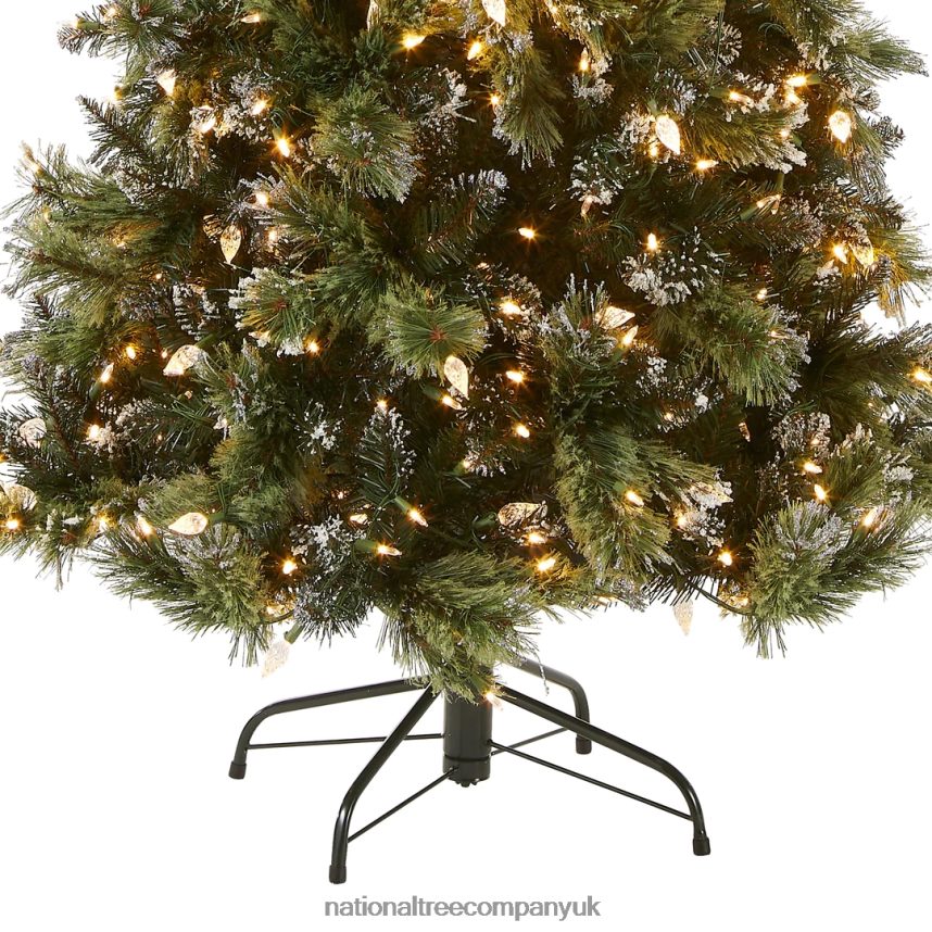 Trees | National Tree Company Pre-Lit Artificial Slim Christmas Tree Green Glittery Bristle Pine White Lights Includes Stand 75 Feet F2L4F127